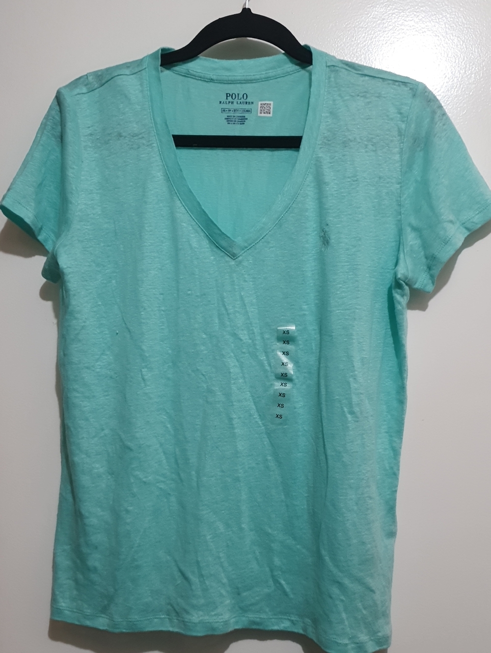 Polo RL Teal V Neck Linen  Tshirt